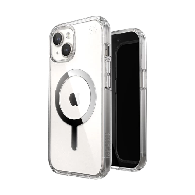 Чохол Speck Presidio Perfect-Clear для iPhone 15 | 14 | 13 Clear/Chrome with MagSafe (150553-3240)
