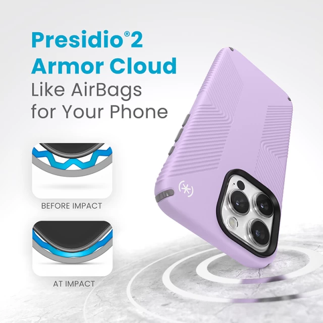 Чехол Speck Presidio2 Grip для iPhone 15 Pro Max Spring Purple/Cloudy Grey with MagSafe (150575-9979)