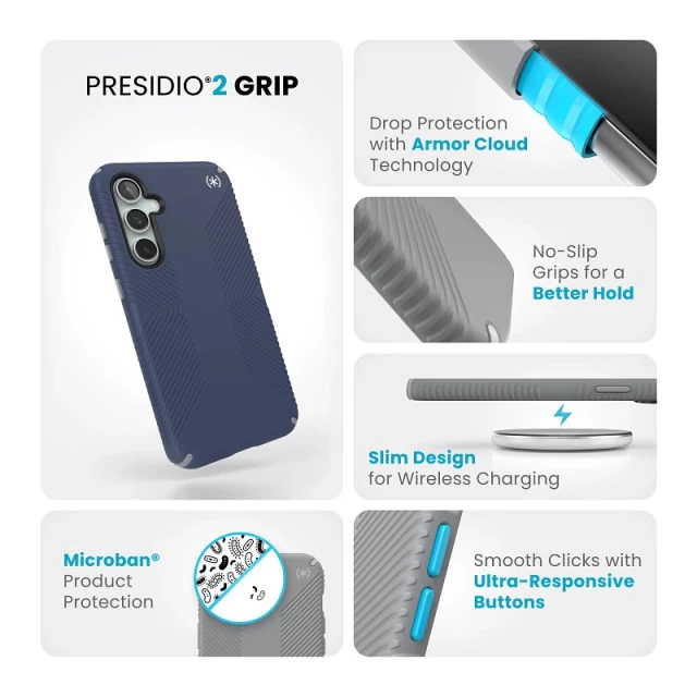 Чехол Speck Presidio2 Grip для Samsung Galaxy S23 FE (S711) Coastal Blue/Dust Grey (150589-3206)