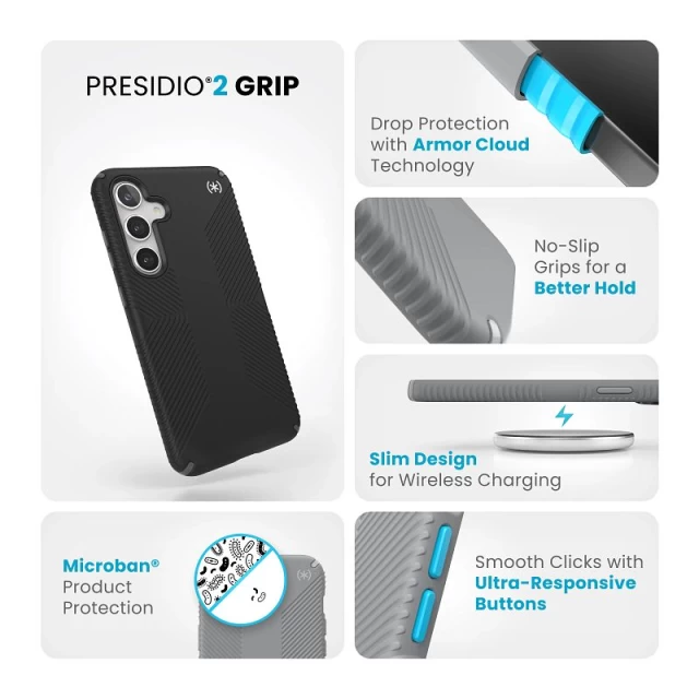Чохол Speck Presidio2 Grip для Samsung Galaxy S24 Plus (S926) Black/Slate Grey (150616-3205)