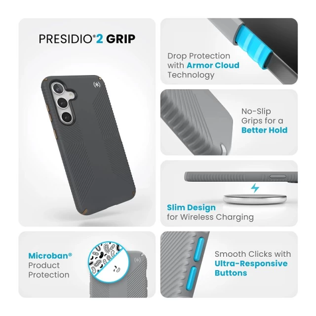 Чохол Speck Presidio2 Grip для Samsung Galaxy S24 Plus (S926) Charcoal Grey/Cool Bronze (150616-3212)