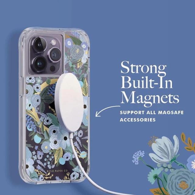 Чохол Rifle Paper Clear для iPhone 14 Pro Garden Party Blue with MagSafe (RP049232)