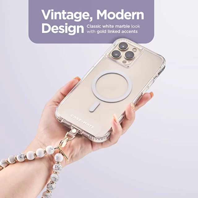 Универсальный ремешок Case-Mate Beaded Phone Wristlet White Marble (CM049784)