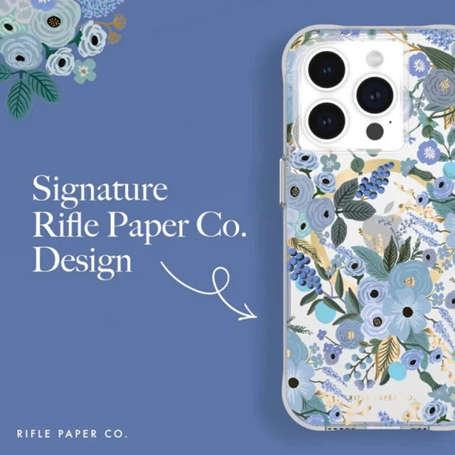 Чохол Rifle Paper Clear для iPhone 15 Pro Garden Party Blue with MagSafe (RP051422)