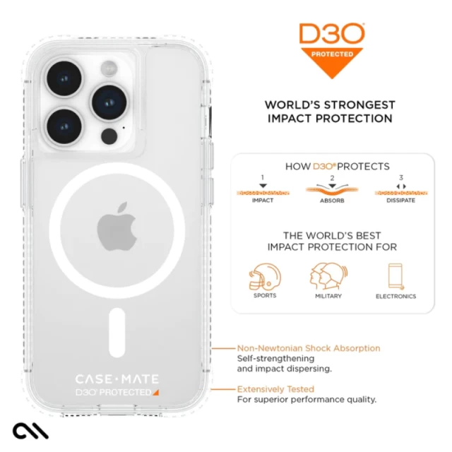 Чехол Case-Mate Ultra Tough D3O Clear для iPhone 15 Pro Clear with MagSafe (CM051486)