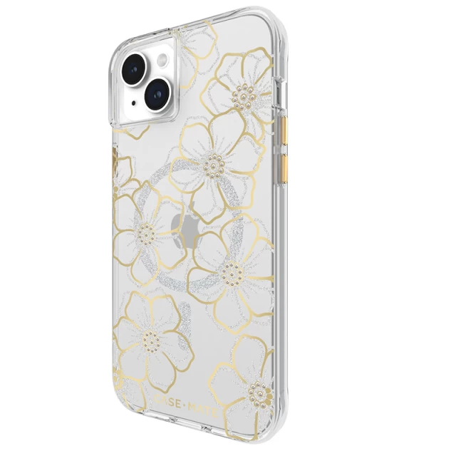 Чехол Case-Mate Floral Gems для iPhone 15 Plus Gold with MagSafe (CM051510)