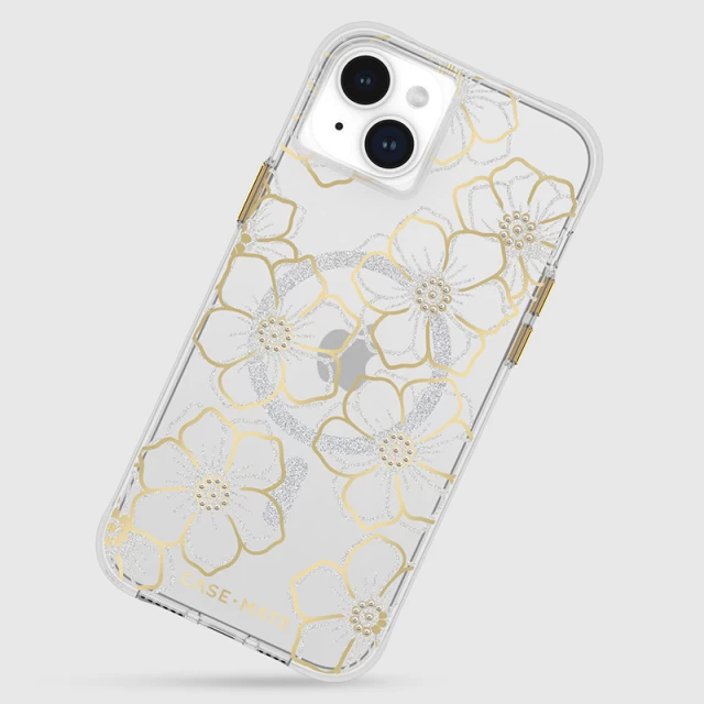 Чехол Case-Mate Floral Gems для iPhone 15 Plus Gold with MagSafe (CM051510)