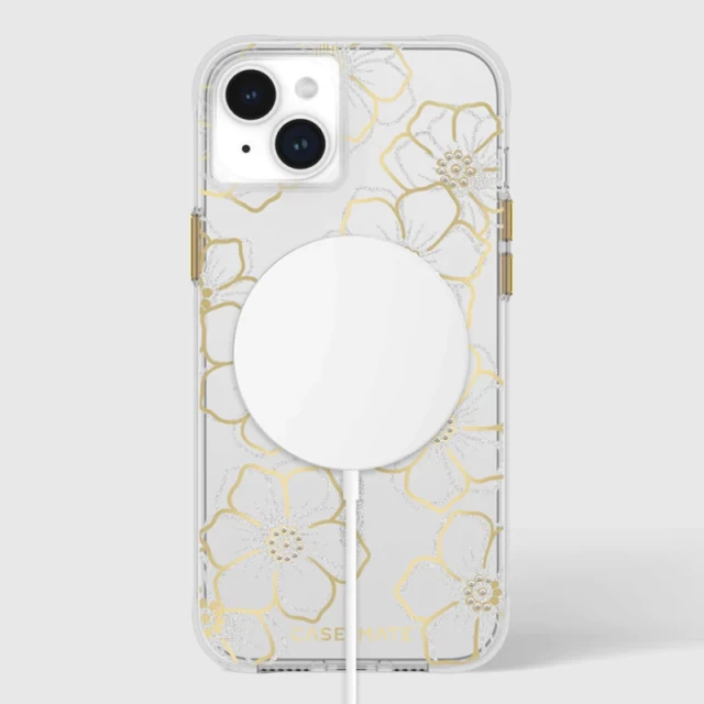 Чохол Case-Mate Floral Gems для iPhone 15 Plus Gold with MagSafe (CM051510)