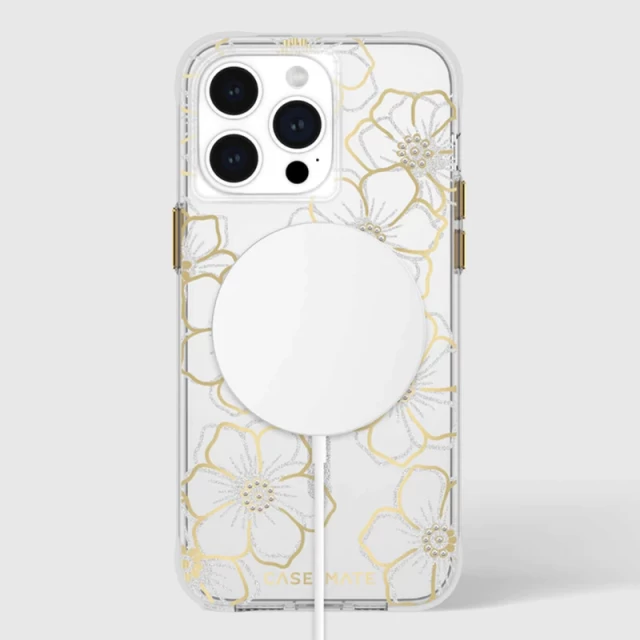 Чехол Case-Mate Floral Gems для iPhone 15 Pro Max Gold with MagSafe (CM051604)