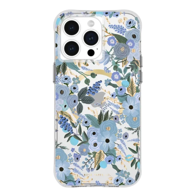 Чехол Rifle Paper Clear для iPhone 15 Pro Max Garden Party Blue with MagSafe (RP051610)