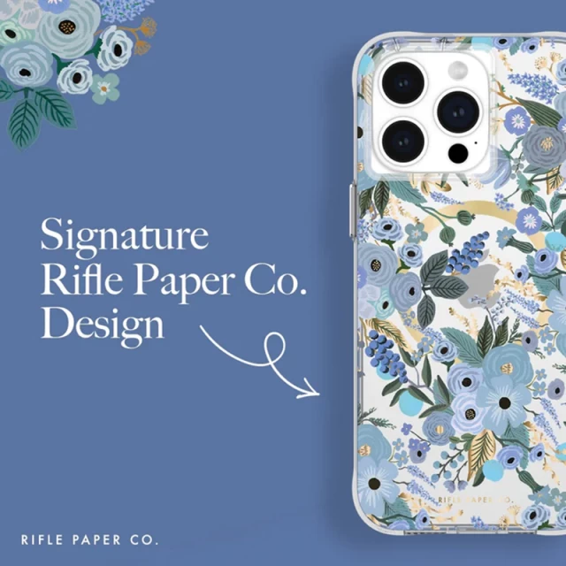 Чехол Rifle Paper Clear для iPhone 15 Pro Max Garden Party Blue with MagSafe (RP051610)