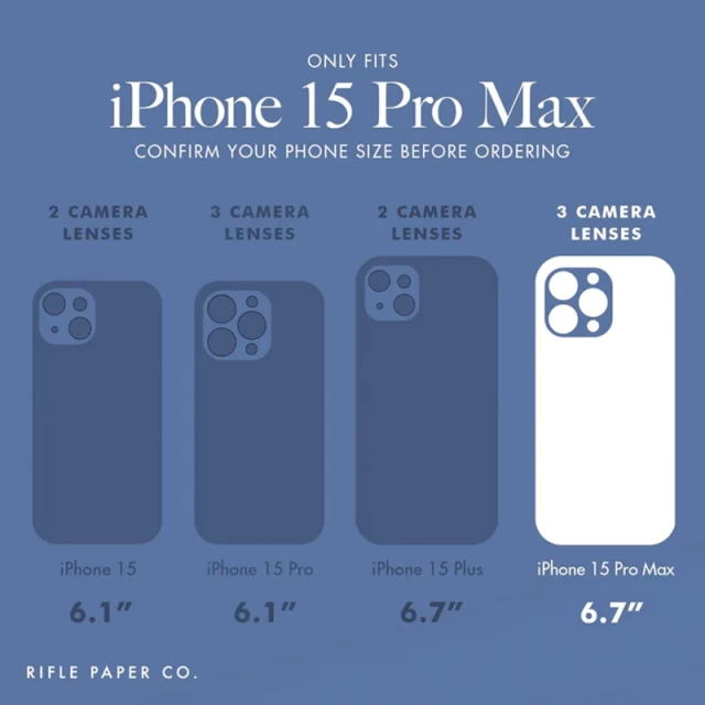 Чохол Rifle Paper Clear для iPhone 15 Pro Max Garden Party Blue with MagSafe (RP051610)