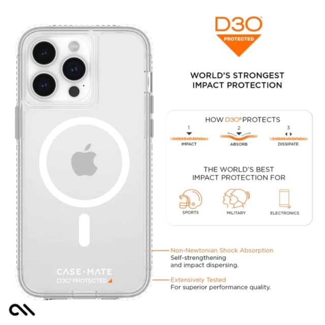 Чехол Case-Mate Ultra Tough D3O Clear для iPhone 15 Pro Max Clear with MagSafe (CM051674)