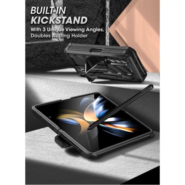Чохол і захисне скло Supcase Unicorn Beetle Pro для Samsung Galaxy Fold4 (F936) Black (843439118898)
