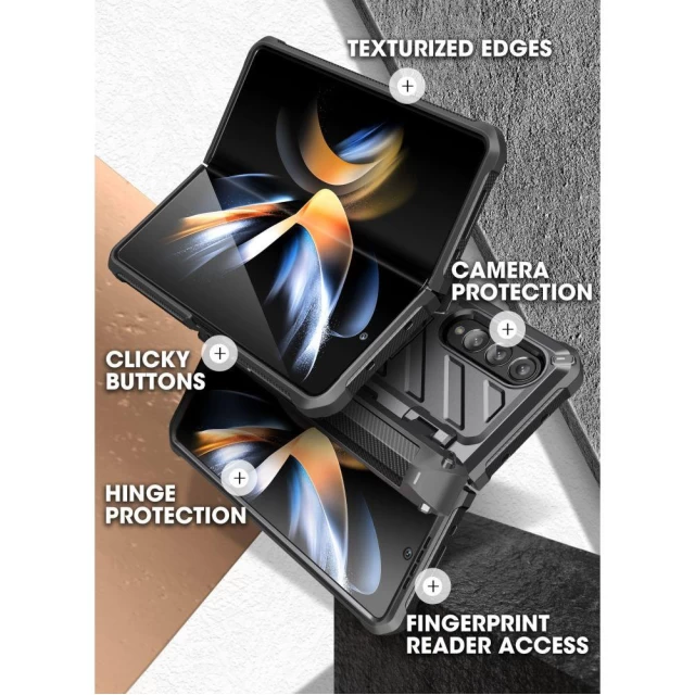 Чехол и защитное стекло Supcase Unicorn Beetle Pro для Samsung Galaxy Fold4 (F936) Black (843439118898)