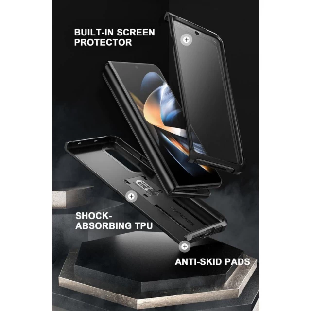 Чохол і захисне скло Supcase Unicorn Beetle для Samsung Galaxy Fold4 (F936) Black (843439118935)
