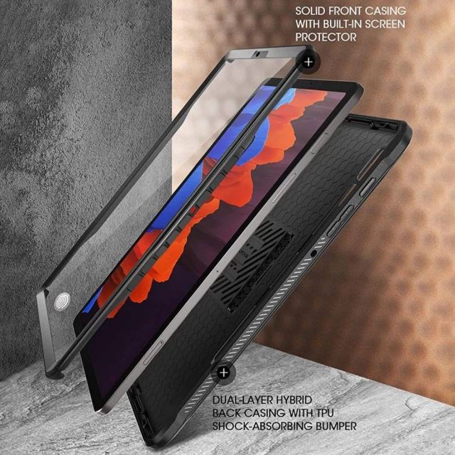 Чехол и защитное стекло Supcase Unicorn Beetle Pro для Samsung Galaxy Tab S7 Plus/S8 Plus 12.4 Black (843439134058)