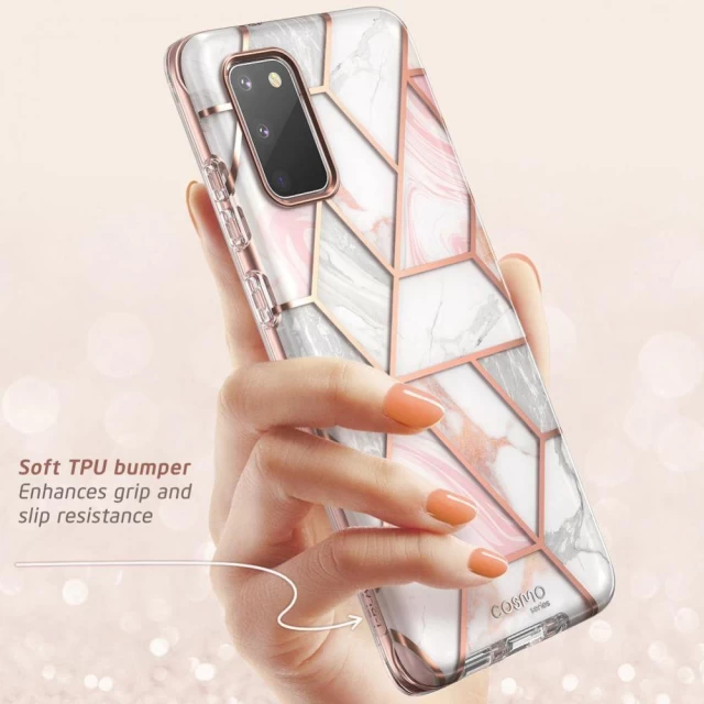 Чехол и защитное стекло Supcase Cosmo для Samsung Galaxy S20 FE Marble (843439134270)