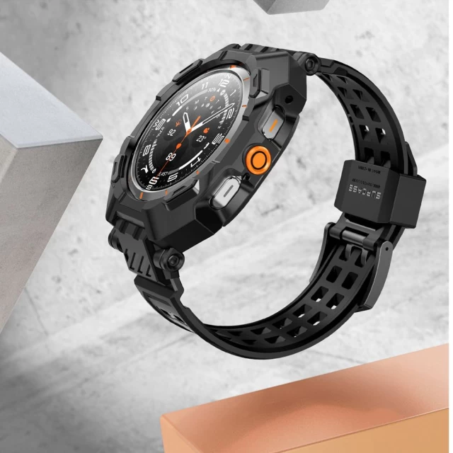 Чехол-ремешок с защитным стеклом Supcase Unicorn Beetle Pro & Tempered Glass (2 PCS) для Samsung Galaxy Watch Ultra 47 mm Black (843439151642)