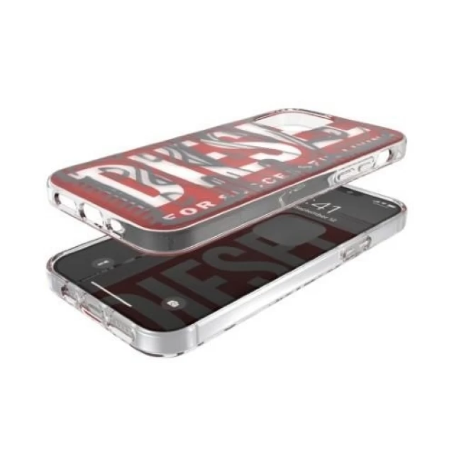 Чохол Diesel Snap Case Clear AOP для iPhone 12 | 12 Pro Red/Grey (42567)