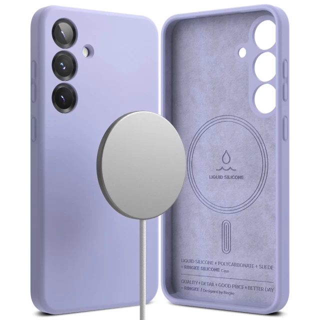 Чохол Ringke Silicone Magnetic для Samsung Galaxy S25 Lavender with MagSafe (8800274968394)