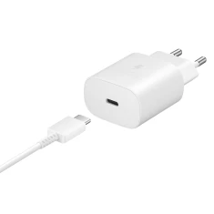 Мережевий зарядний пристрій Samsung 25W USB-C with USB-C to USB-C Cable 1m White (EP-TA800XWEGWW)