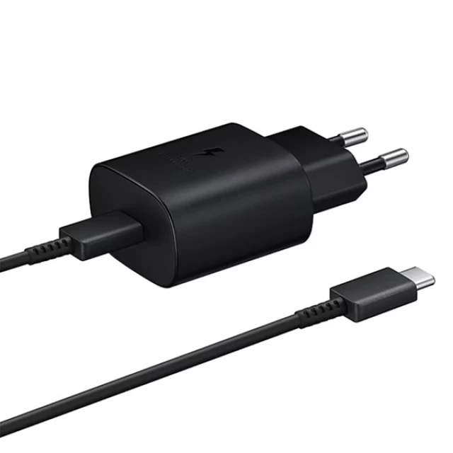 Мережевий зарядний пристрій Samsung QC 25W USB-C with USB-C to USB-C Cable 1m Black (EP-TA800XBEGWW)