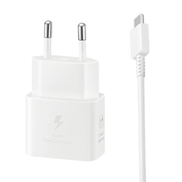 Мережевий зарядний пристрій Samsung FC 25W USB-C with USB-C to USB-C Cable White (EP-T2510XWEGEU)