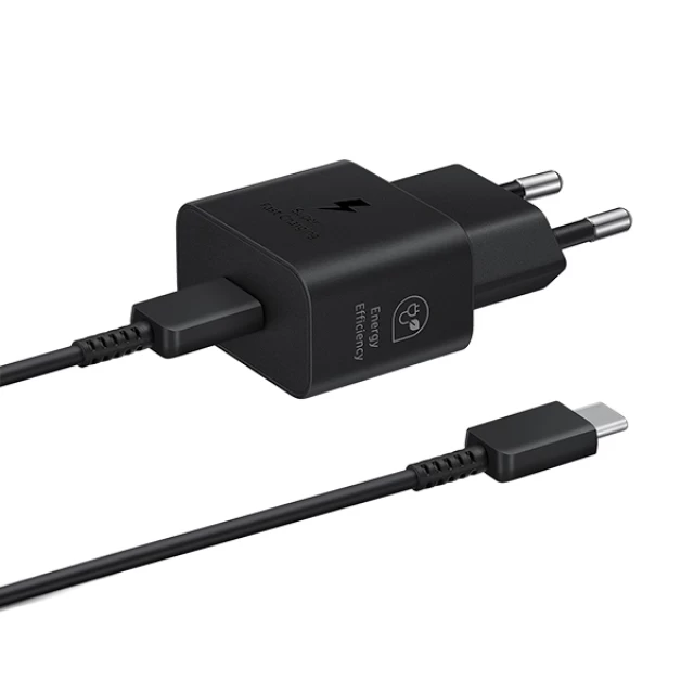 Сетевое зарядное устройство Samsung FC 25W USB-C with USB-C to USB-C Cable Black (EP-T2510XBEGEU)