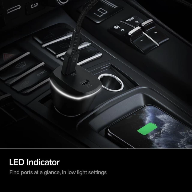 Автомобільний зарядний пристрій Spigen PC1800 Powerarc Dual USB Car Charger PD30W | QC.3.0 Black (000CG24748)