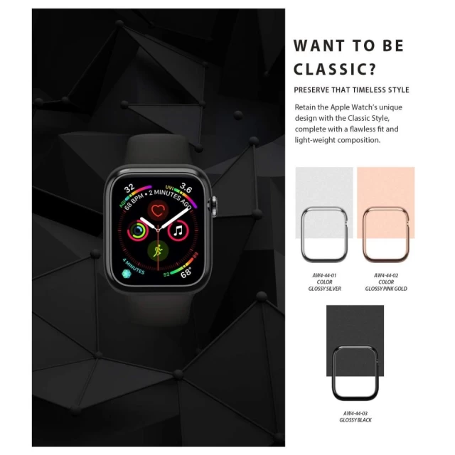 Чохол Ringke Bezel Styling для Apple Watch 44 mm Glossy Black (RGAP0012)