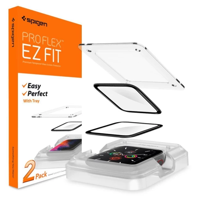 Защитное стекло Spigen для Apple Watch SE 44 mm EZ FIT Pro Flex Crystal Clear (AFL01220)