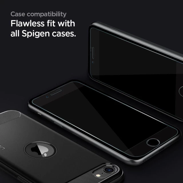 Защитное стекло Spigen для iPhone 7 | 8 | SE 2022 | 2020 Glass Full Coverage (2 pack) Black (AGL01315)