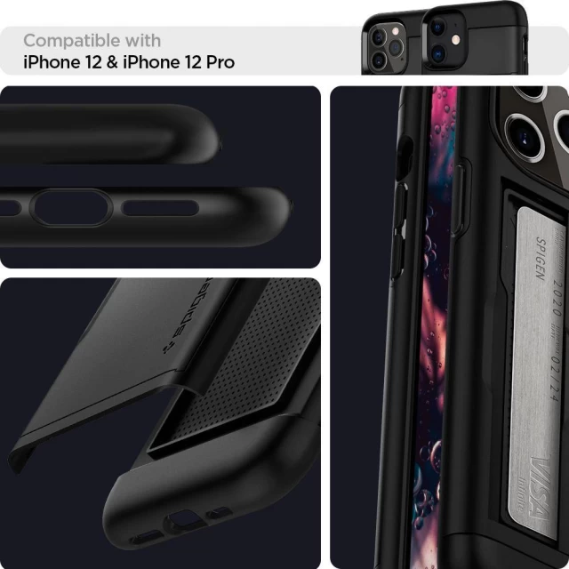 Чехол Spigen для iPhone 12 | 12 Pro Slim Armor CS Black (ACS01707)
