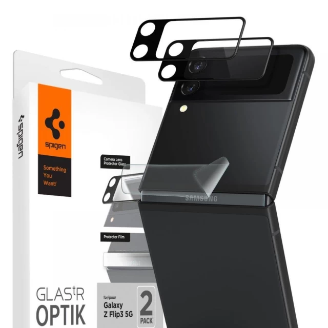Захисне скло Spigen Optik Lens Protector + Hinge Film для камери Samsung Galaxy Flip3 (F711) Black (AGL03155)
