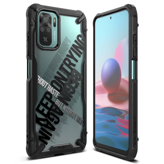 Чохол Ringke Fusion X Design Cross для Xiaomi Redmi Note 10/Note 10S Black (XDXI0030)