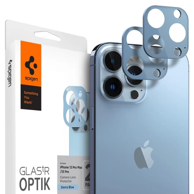 Захисне скло Spigen для камери iPhone 13 Pro | 13 Pro Max Optik TR. Protector Camera (2 pack) Sierra Blue (AGL04032)