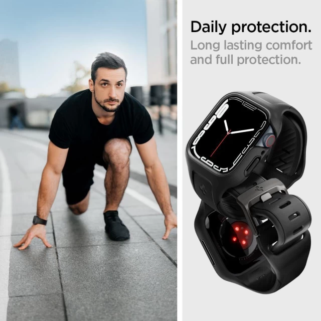 Чехол и ремешок Spigen для Apple Watch 7 45 mm Liquid Air Pro Black (ACS04182)