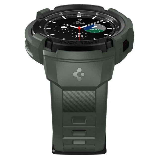 Чехол и ремешок Spigen для Galaxy Watch 4 Classic 46 mm Rugged Armor Pro 2 in 1 Military Green (ACS04326)