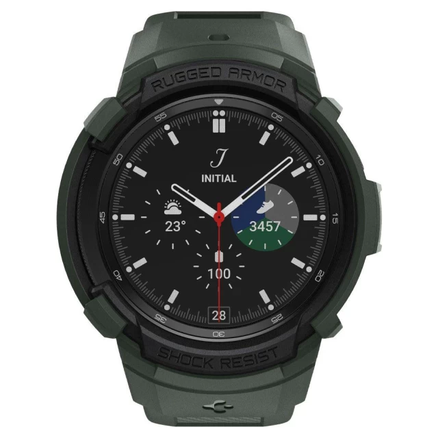 Чохол і ремінець Spigen для Galaxy Watch 4 Classic 46 mm Rugged Armor Pro 2 in 1 Military Green (ACS04326)