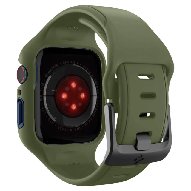 Чехол и ремешок Spigen для Apple Watch 45 mm Liquid Air Pro Moss Green (ACS04408)