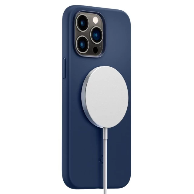 Чехол Spigen для iPhone 14 Pro Max Silicone Fit Navy Blue with MagSafe (ACS04847)