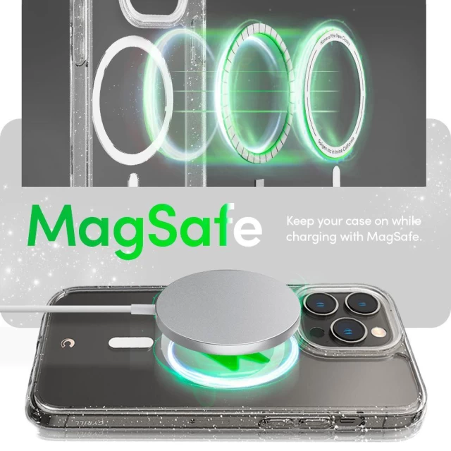 Чохол і два захисних скла Spigen CYRILL Shine для iPhone 14 Pro Max Glitter Clear with MagSafe (ACS04875)