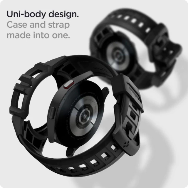 Чехол и ремешок Spigen для Galaxy Watch 4 | 5 44 mm Rugged Armor Pro Charcoal Grey (ACS05392)
