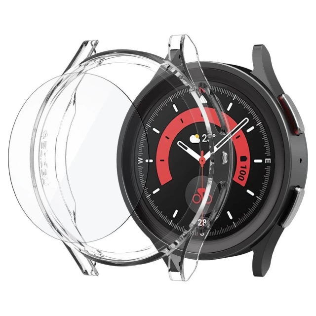 Чехол и защитное стекло Spigen для Galaxy Watch 5 Pro 45 mm Thin Fit Crystal Clear (ACS05400)