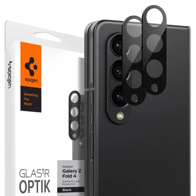 Защитное стекло для камеры Spigen для Samsung Galaxy Fold4 (F936) Optik.Tr Black (2 Pack) (AGL05428)