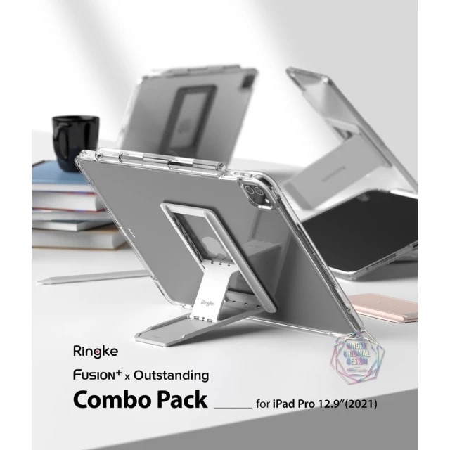 Чохол Ringke Fusion Combo + self-adhesive foldable stand для iPad Pro 12.9 2021 Transparent (FPC530R39)