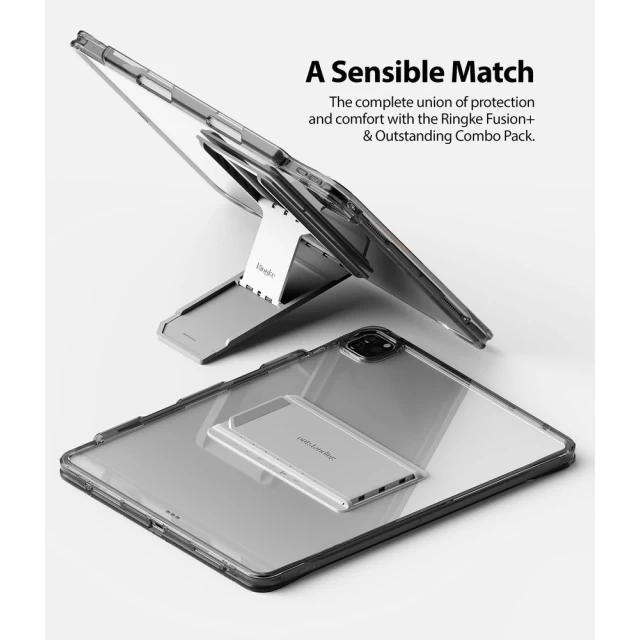 Чохол Ringke Fusion Combo + self-adhesive foldable stand для iPad Pro 12.9 2021 Gray (FPC530R40)