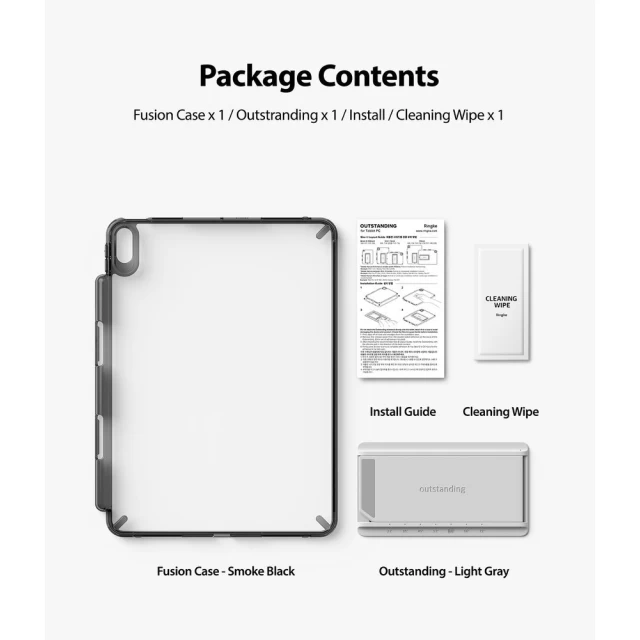 Чохол Ringke Fusion Combo + self-adhesive foldable stand для iPad Air 2020 Gray (FC485R39)