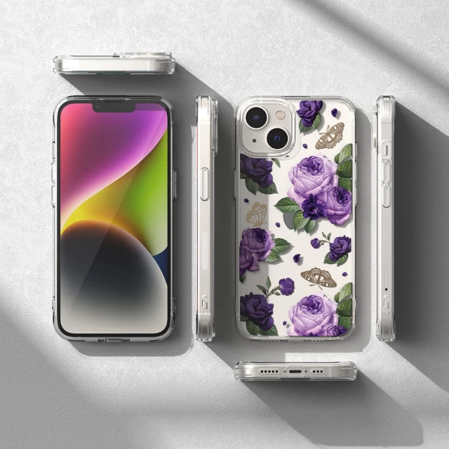 Чохол Ringke Fusion для iPhone 14 Transparent Purple Rose (FD633E29)